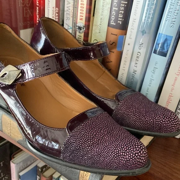 France Mode Purple Leather Mary Jane Shoes Made in France Women's Size 8 - 8.5 - Picture 5 of 16